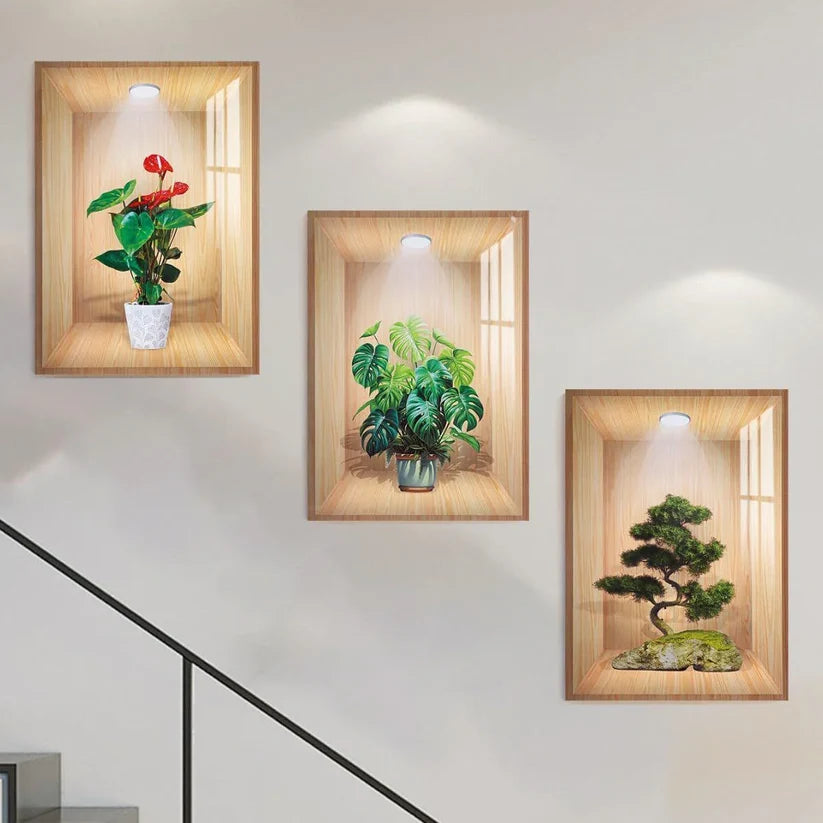 3D Plant Wall Stickers – 3 Pcs Set