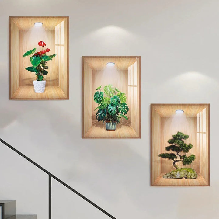3D Plant Wall Stickers – 3 Pcs Set