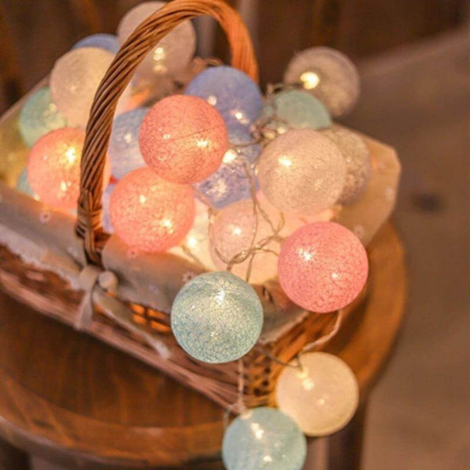 10Pcs Decorative Pastel Cotton Ball LED String Lights - MARKAZX MART