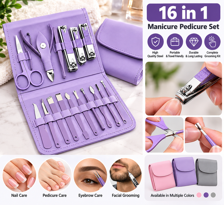 16Pcs Manicure & Pedicure Nail Care Set - MARKAZX MART