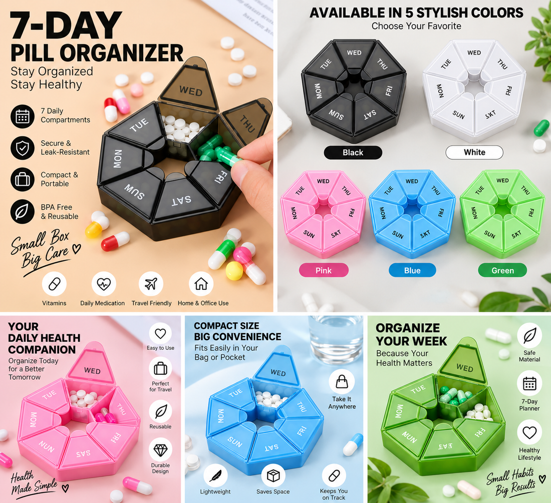 7-Day Weekly Pill Organizer | Portable Medicine & Supplement Box - MARKAZX MART