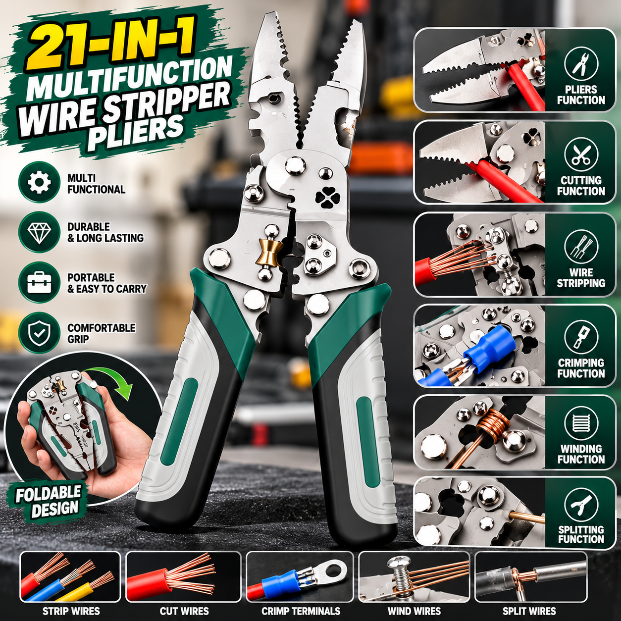 Multifunctional Wire Stripping & Crimping Pliers – Electrical Tool