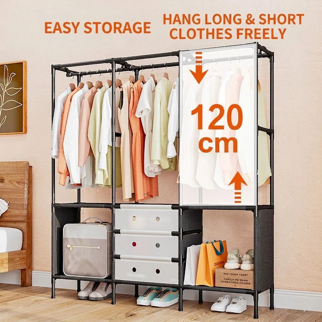 3 Row Metal Multifunctional Clothes Rack