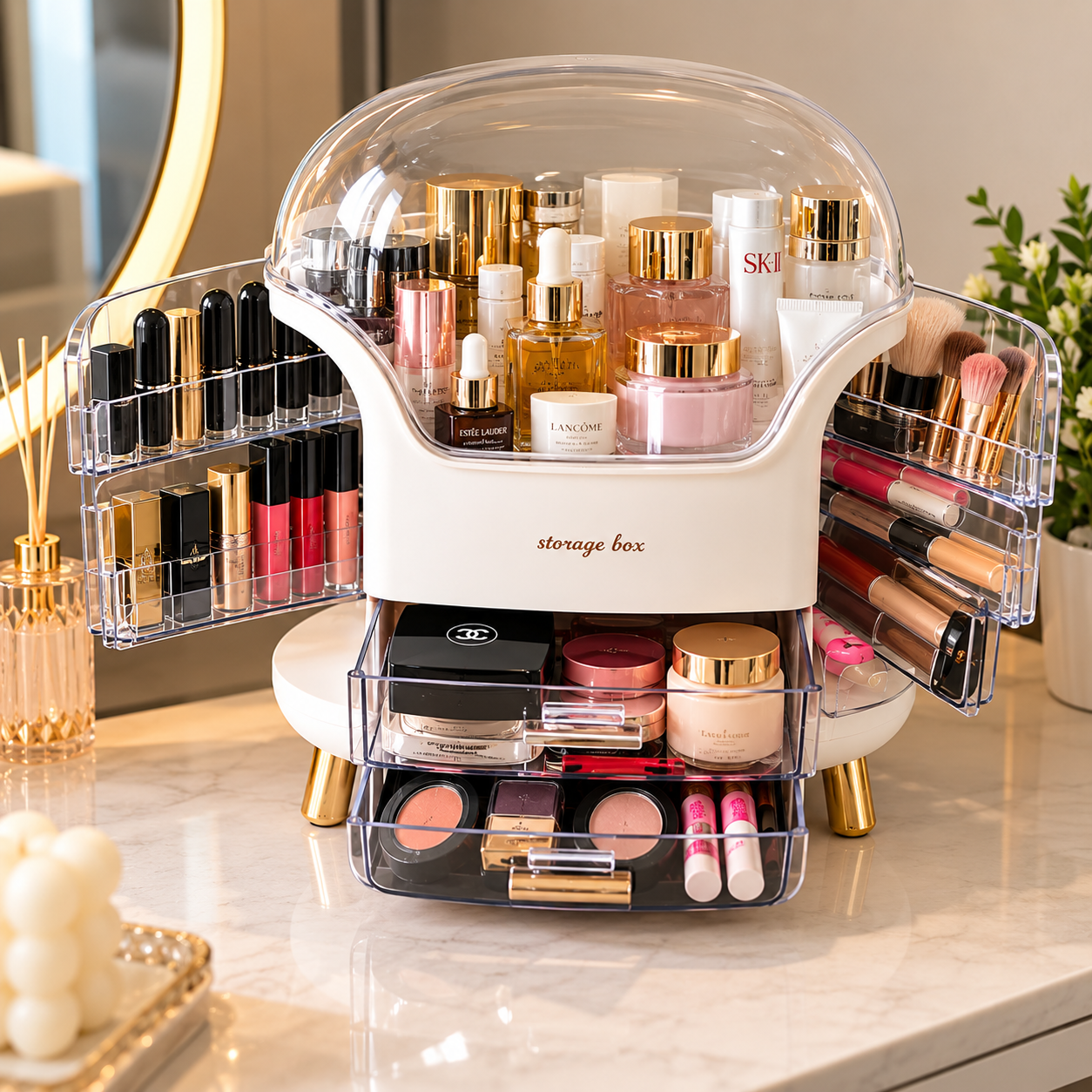 Premium Covered Cosmetic Organizer Box – Makeup & Skincare Storage – product image 2