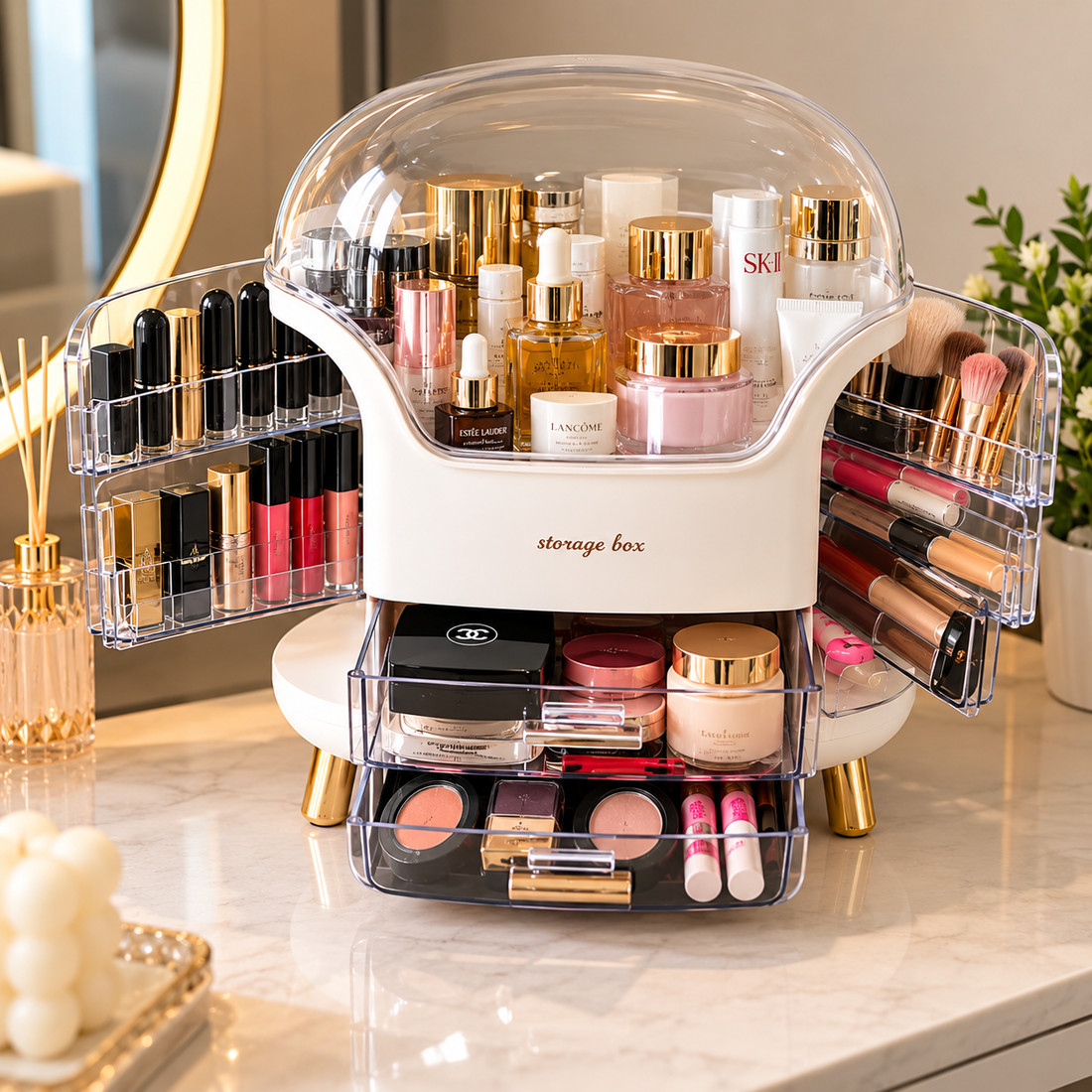 Premium Covered Cosmetic Organizer Box – Makeup & Skincare Storage – product image 2
