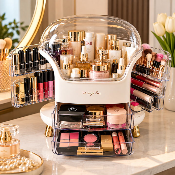Premium Covered Cosmetic Organizer Box – Makeup & Skincare Storage – product image 1
