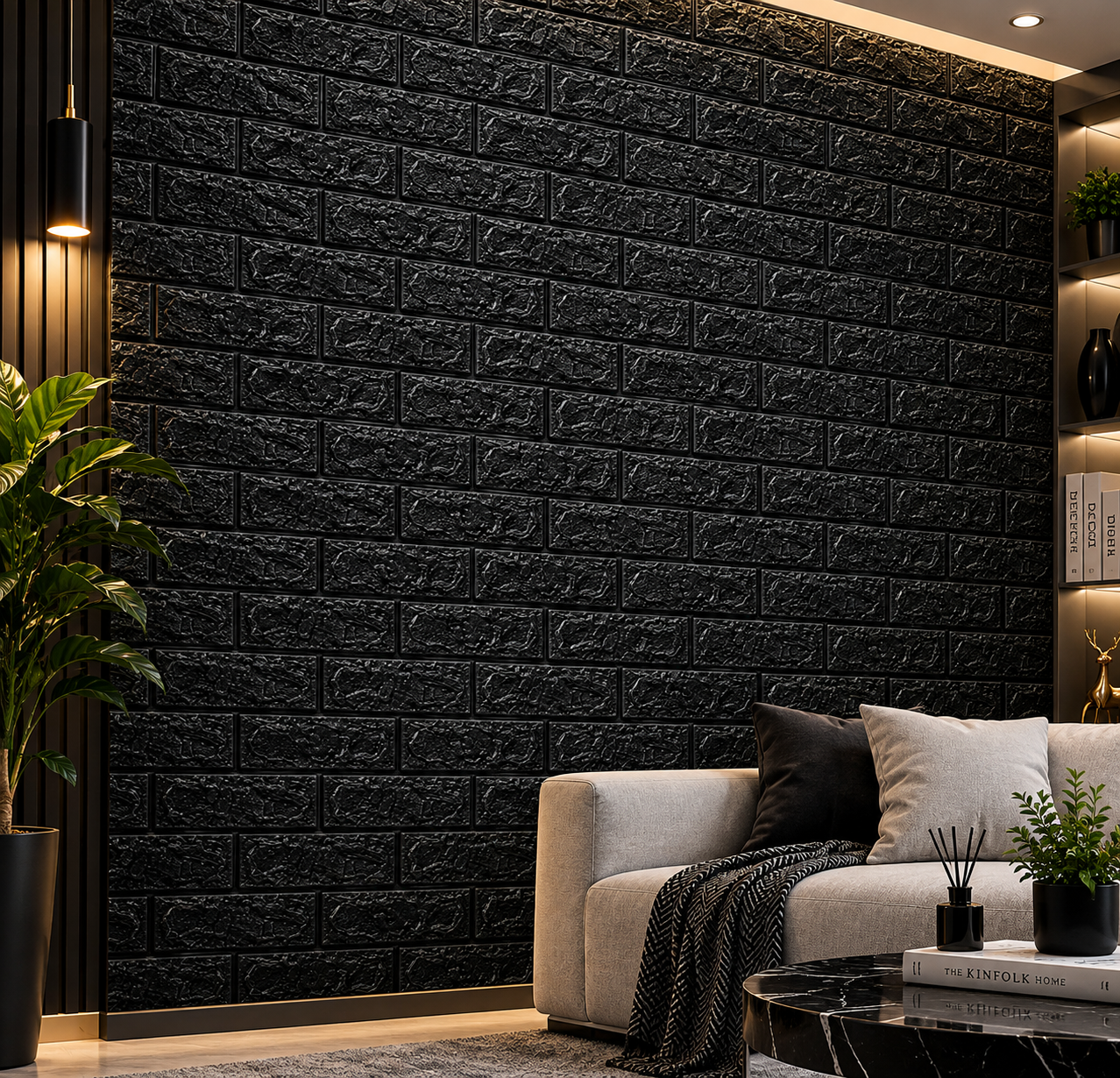 3D Black Foam Brick Wall Sticker – Self-Adhesive Wall Sheet - MARKAZX MART