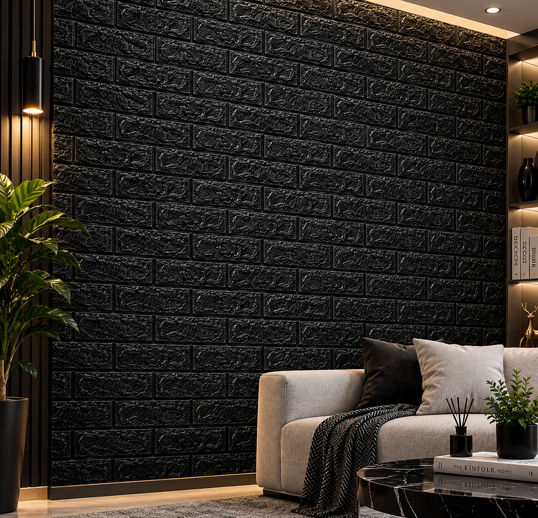 3D Black Foam Brick Wall Sticker – Self-Adhesive Wall Sheet - MARKAZX MART