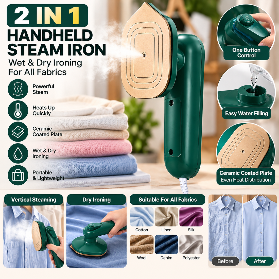 Portable Mini Steam Iron – Travel Clothes Ironing Machine - MARKAZX MART