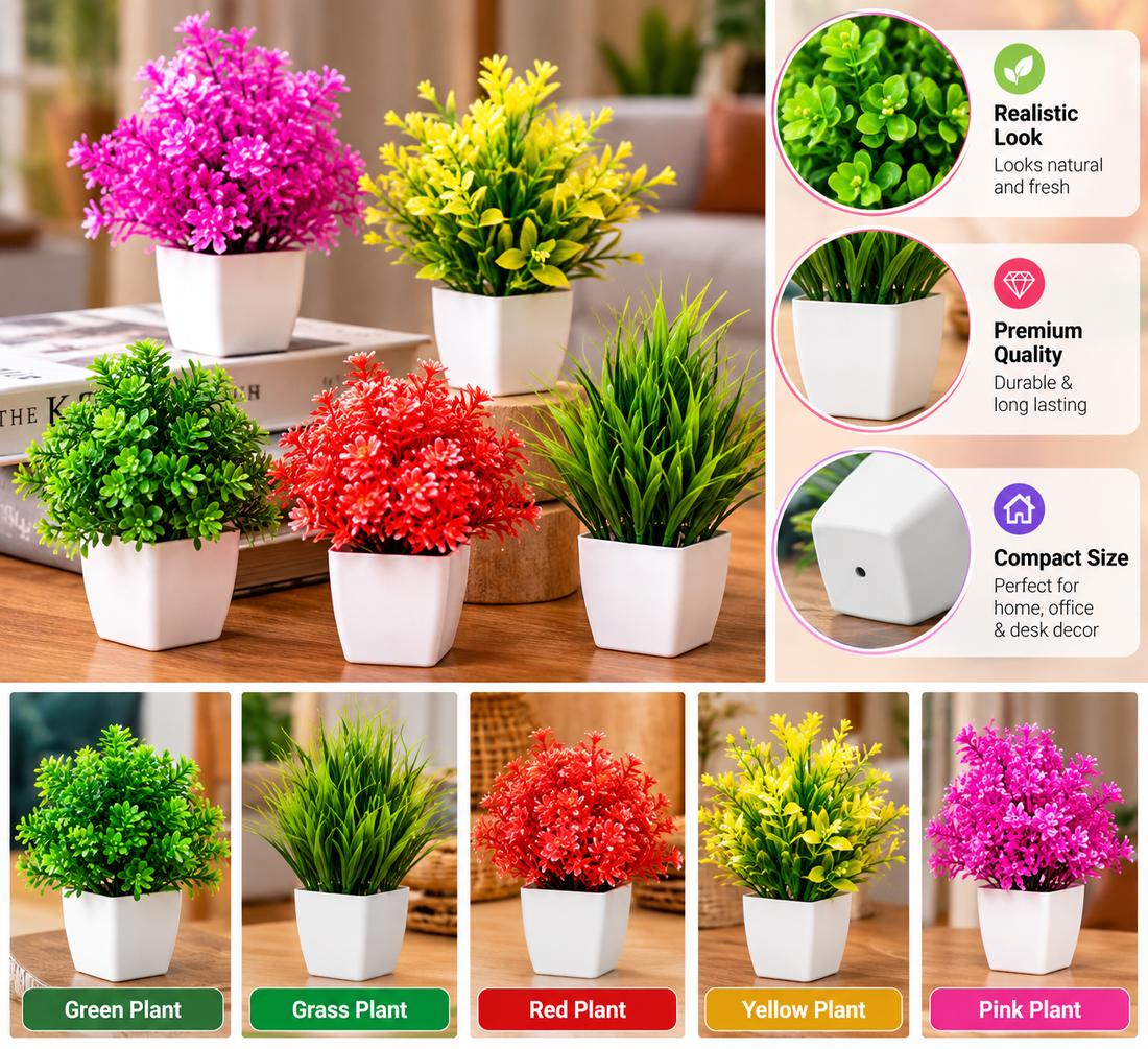 3 Piece Mini Artificial Plant Set – Cute Home & Room - MARKAZX MART