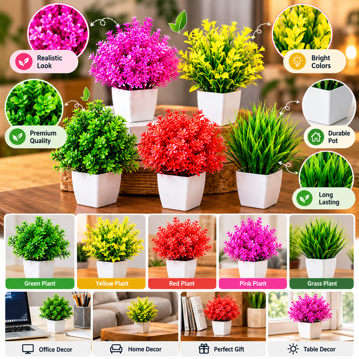 3 Piece Mini Artificial Plant Set – Cute Home & Room - MARKAZX MART