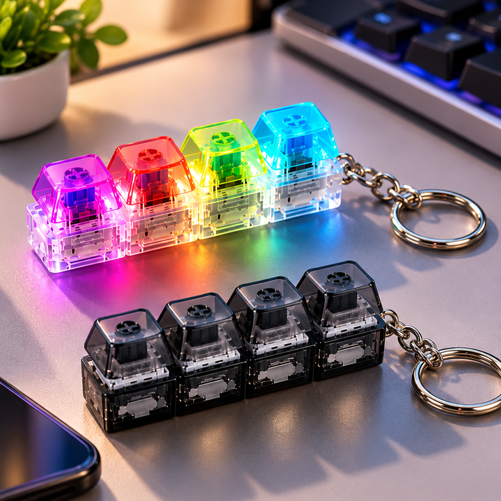 4-Key Mechanical Keyboard Fidget Keychain – Clicky Stress Relief Toy