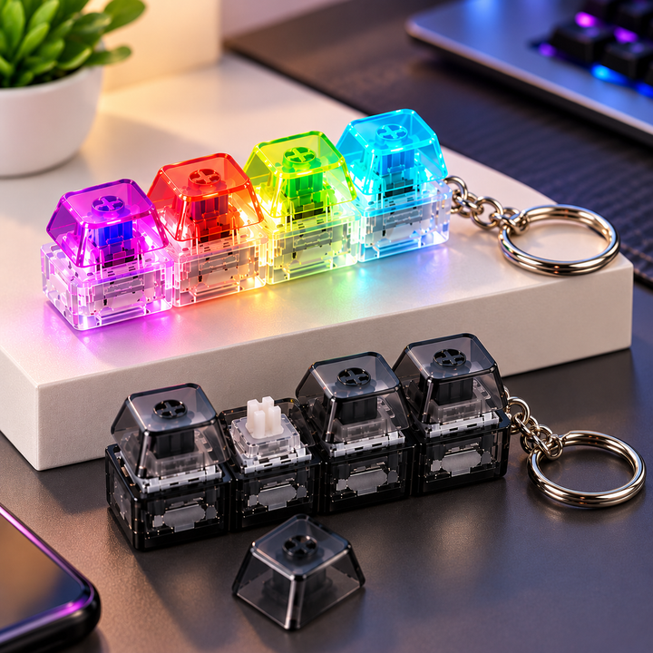 4-Key Mechanical Keyboard Fidget Keychain – Clicky Stress Relief Toy