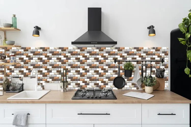 24 Pcs 3D Brick Design Self-Adhesive Waterproof Wall Sticker