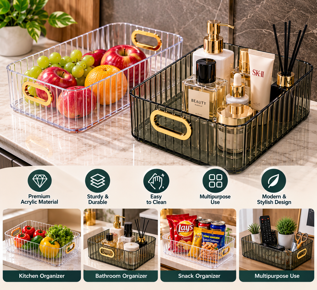 Multipurpose Acrylic Storage Organizer – Tray Basket Box - MARKAZX MART