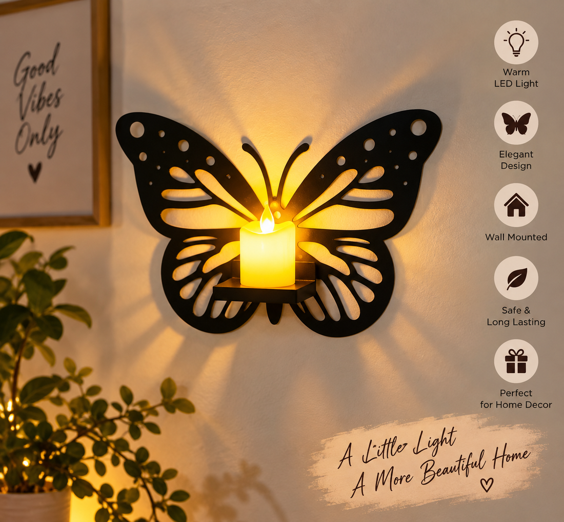 6Pcs Wooden Butterfly Candle Holders with Candles - MARKAZX MART