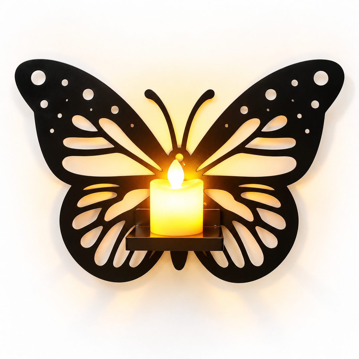 6Pcs Wooden Butterfly Candle Holders with Candles - MARKAZX MART