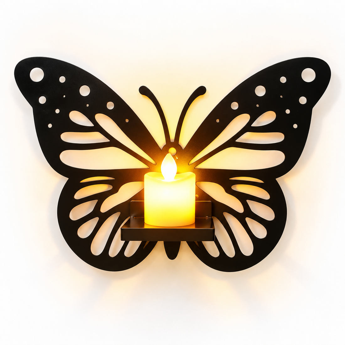 6Pcs Wooden Butterfly Candle Holders with Candles - MARKAZX MART