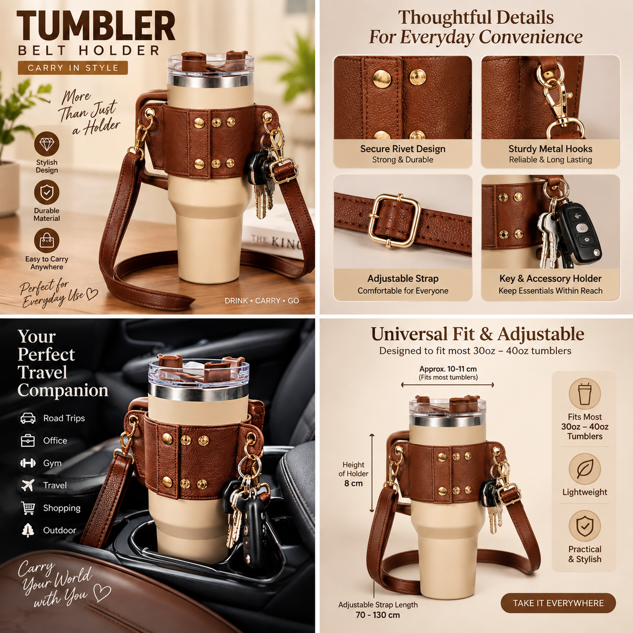 Premium Tumbler Carry Holder Belt – Adjustable Shoulder - MARKAZX MART