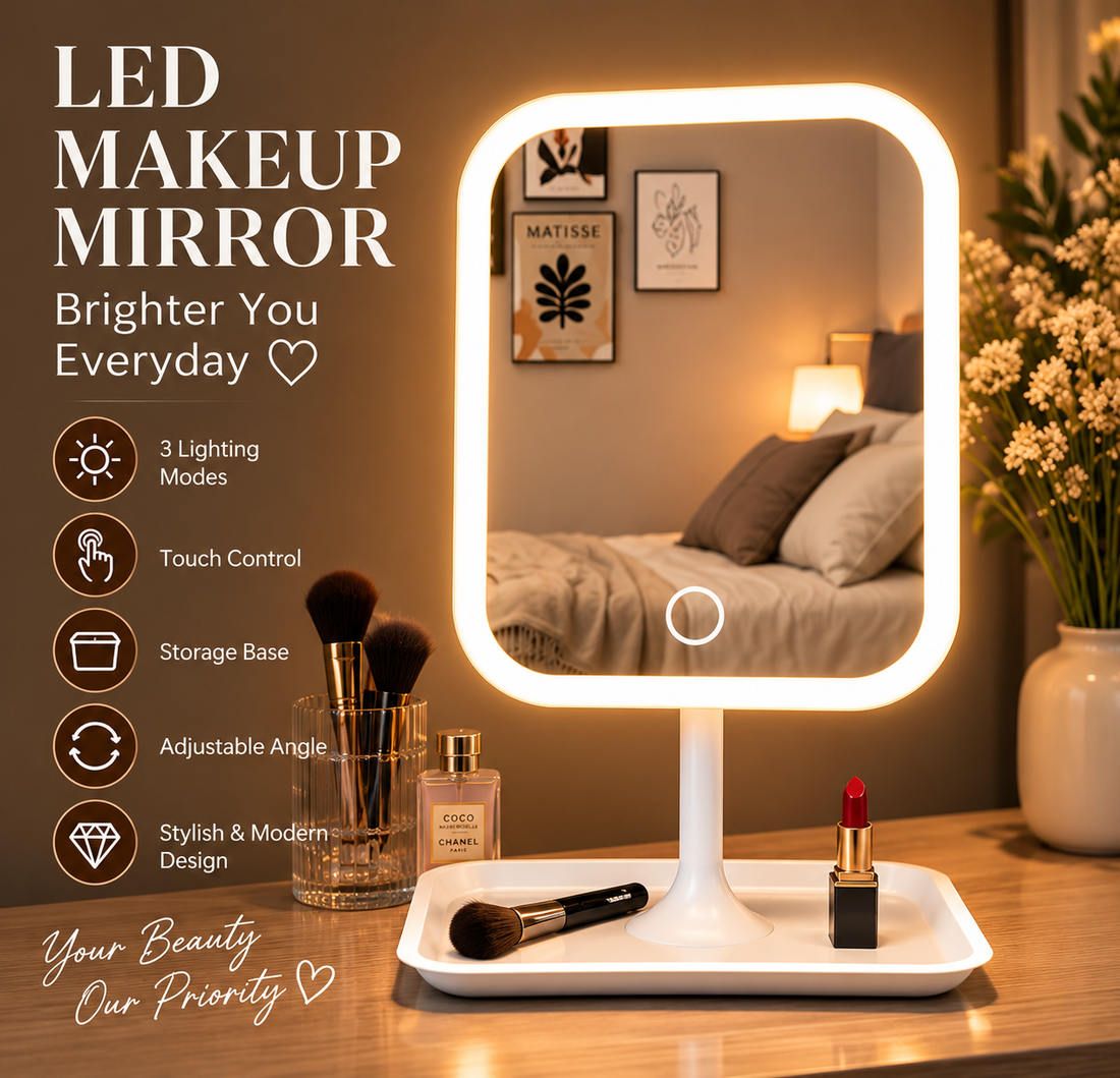 Rechargeable LED Makeup Mirror – Touch Sensor Vanity Mirror - MARKAZX MART