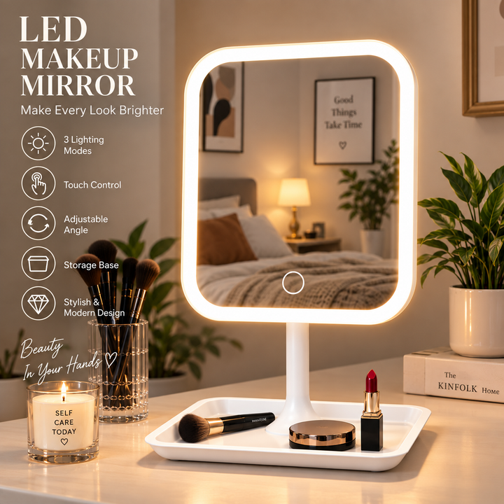 Rechargeable LED Makeup Mirror – Touch Sensor Vanity Mirror - MARKAZX MART