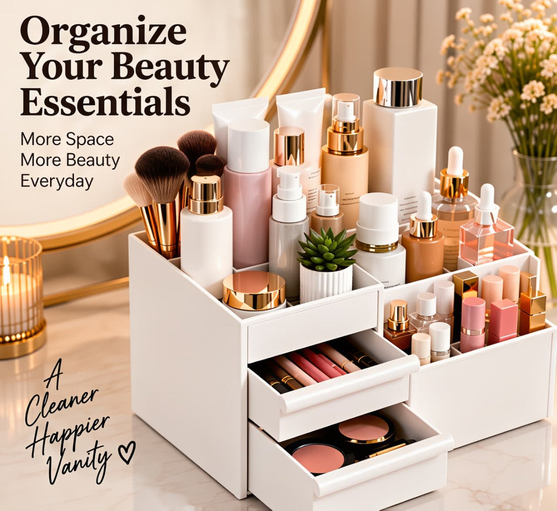 Makeup & Cosmetic Organizer Box with Drawers – Stylish Vanity Storage - MARKAZX MART