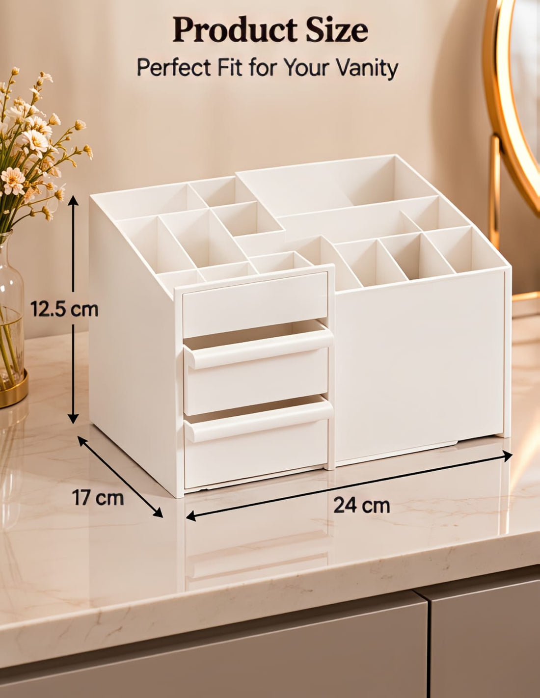 Makeup & Cosmetic Organizer Box with Drawers – Stylish Vanity Storage - MARKAZX MART