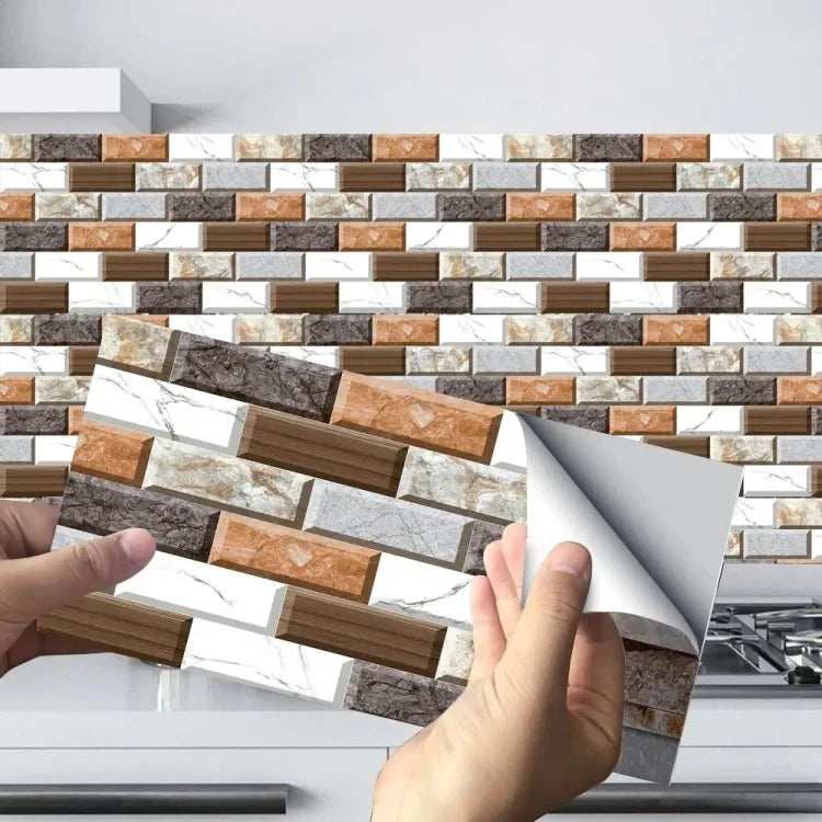 24 Pcs 3D Brick Design Self-Adhesive Waterproof Wall Sticker