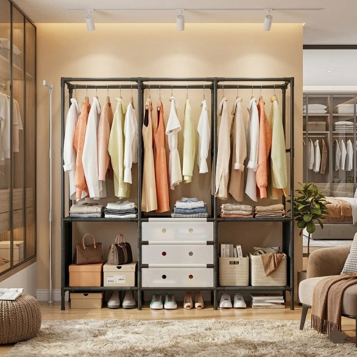 3 Row Metal Multifunctional Clothes Rack