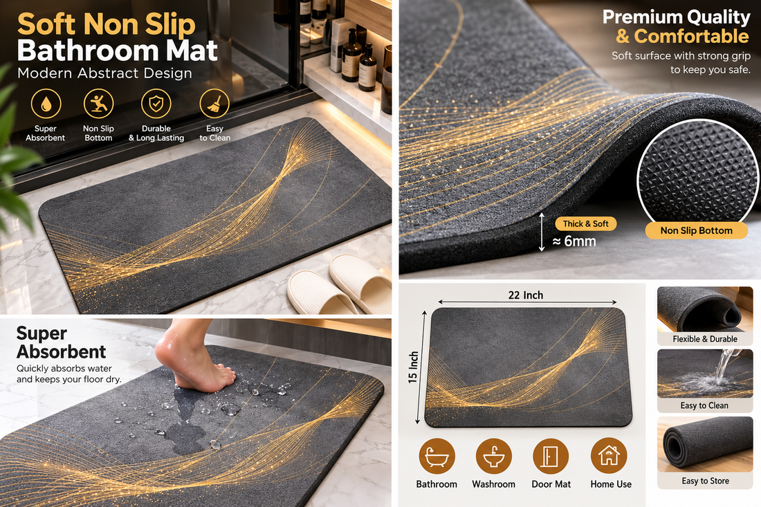 Soft Non Slip Bathroom Mat details and non slip bottom