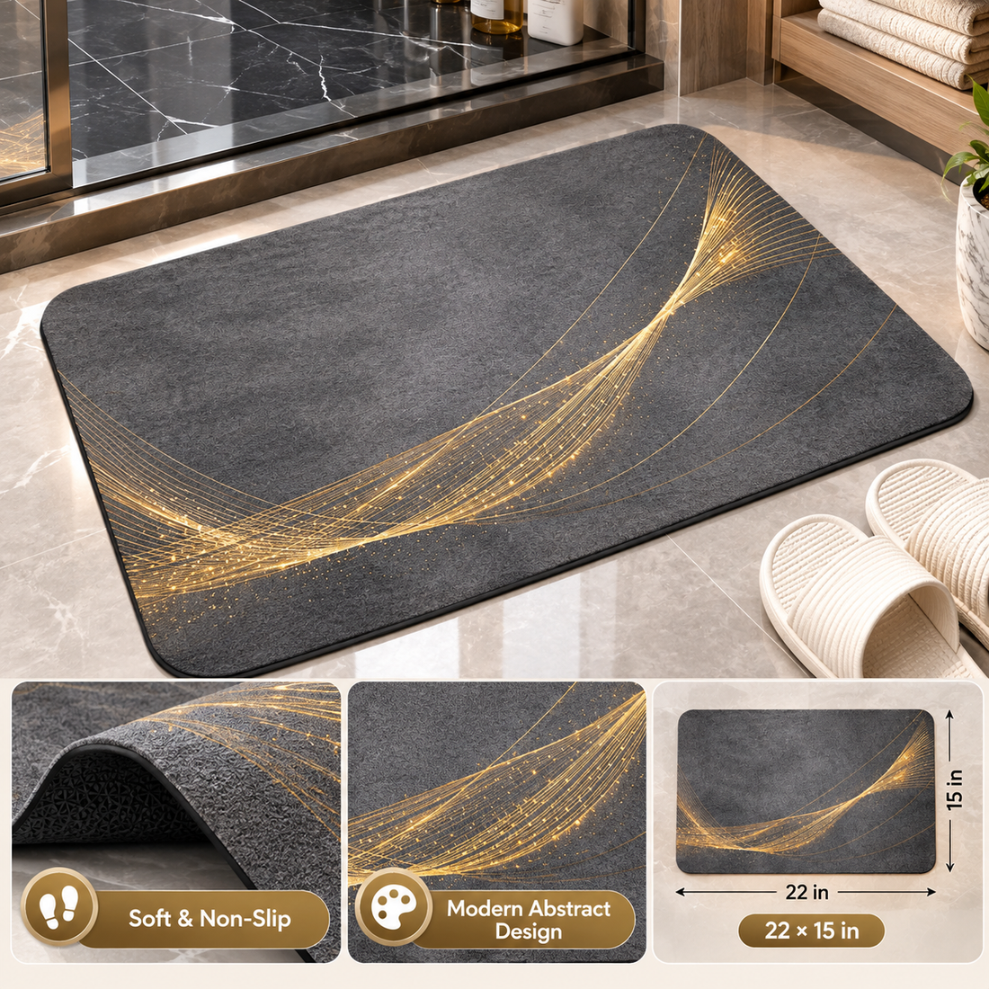 Soft Non Slip Bathroom Mat features and size