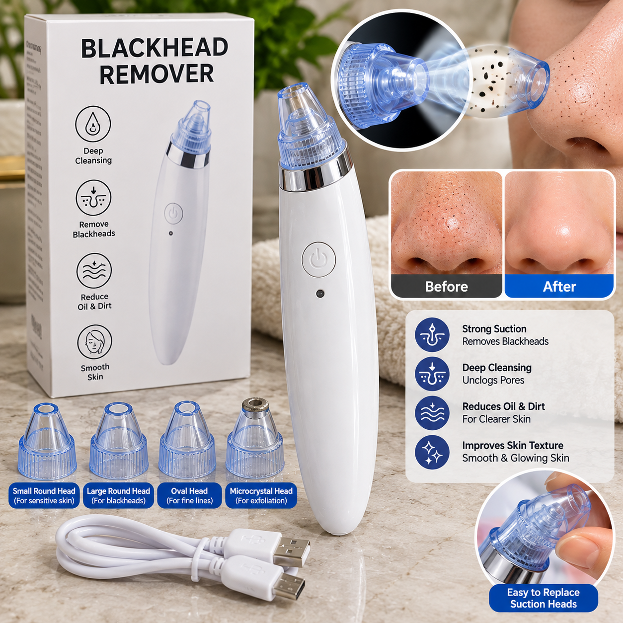 4 In 1 Pore Cleansing Detox Tool – Blackhead Remover - MARKAZX MART