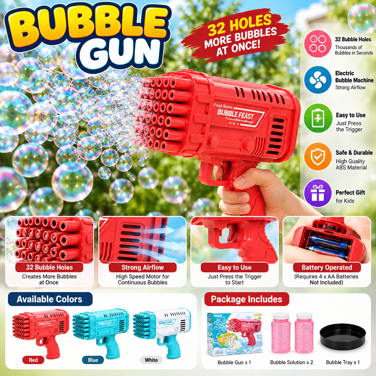 Bazooka Bubble Machine Gun – Automatic Bubble Blaster Toy - MARKAZX MART