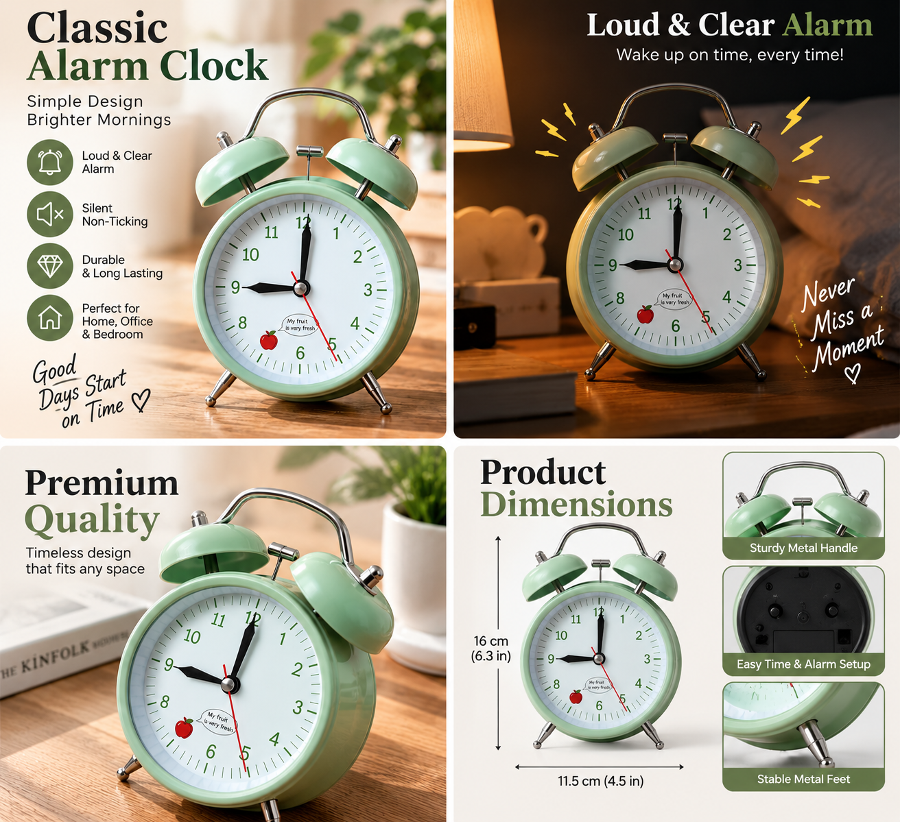 Cute Emoji Twin Bell Alarm Clock –Tabletop Clock - MARKAZX MART