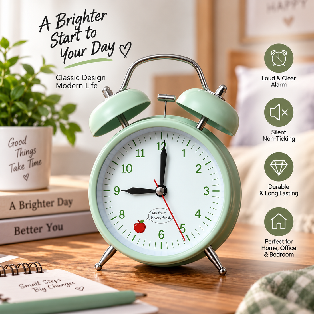 Cute Emoji Twin Bell Alarm Clock –Tabletop Clock - MARKAZX MART