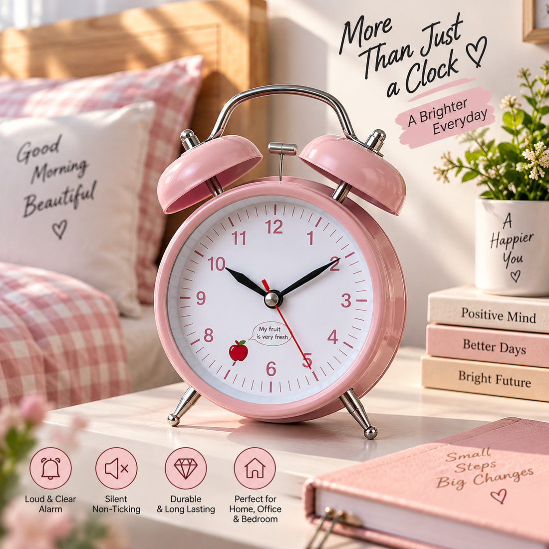 Cute Emoji Twin Bell Alarm Clock –Tabletop Clock - MARKAZX MART
