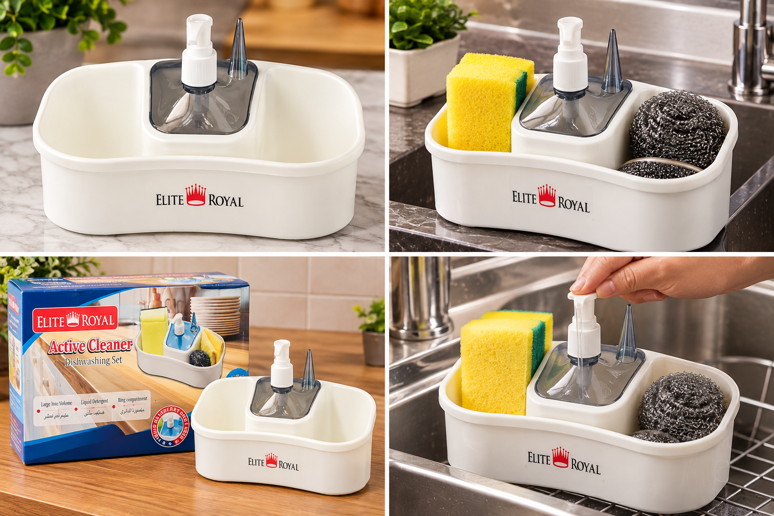 Dishwashing Set With Liquid Holder – Kitchen Sink Organizer – product image 4