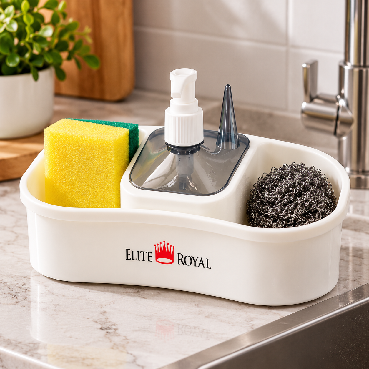 Dishwashing Set With Liquid Holder – Kitchen Sink Organizer – product image 3