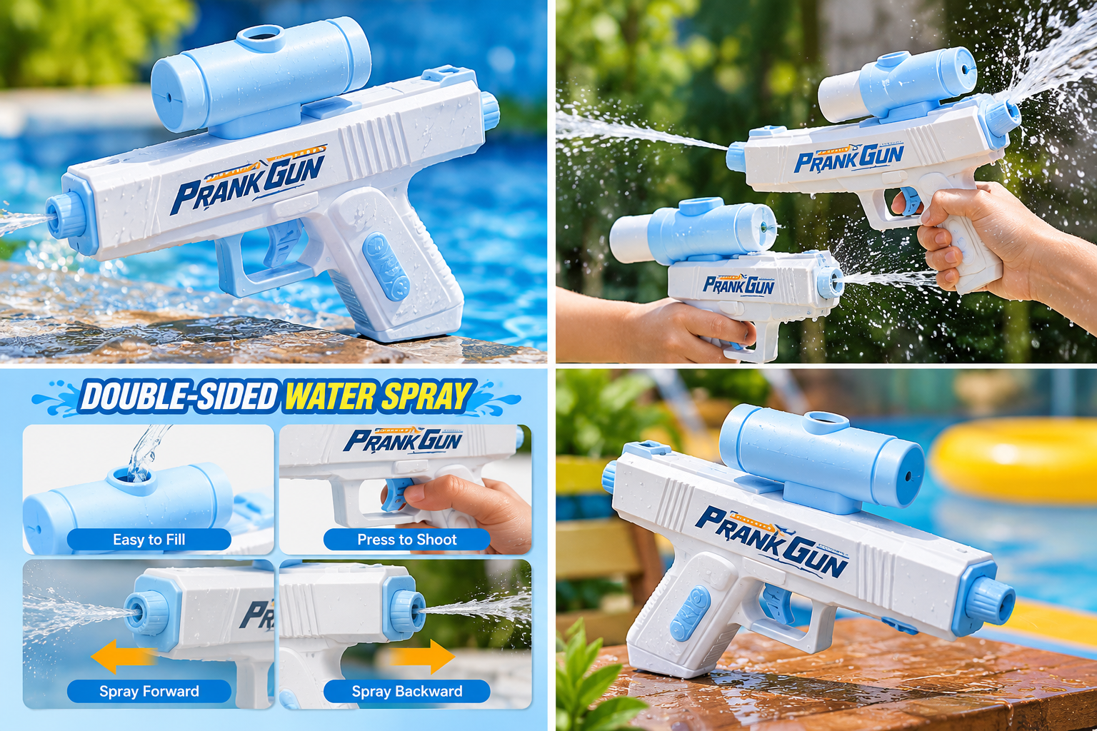 Kids Two-Way Water Spray Gun Toy for Outdoor Fun