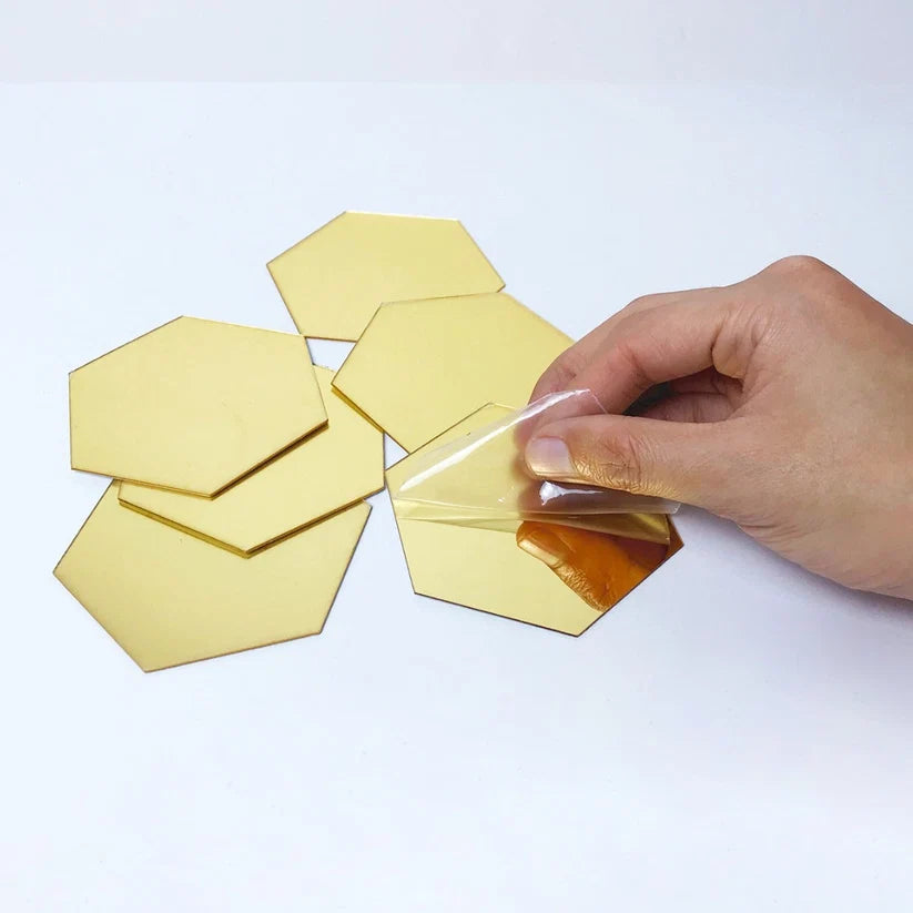 10 Pcs Hexagon Wall Mirror Stickers – 3 × 3 Inch