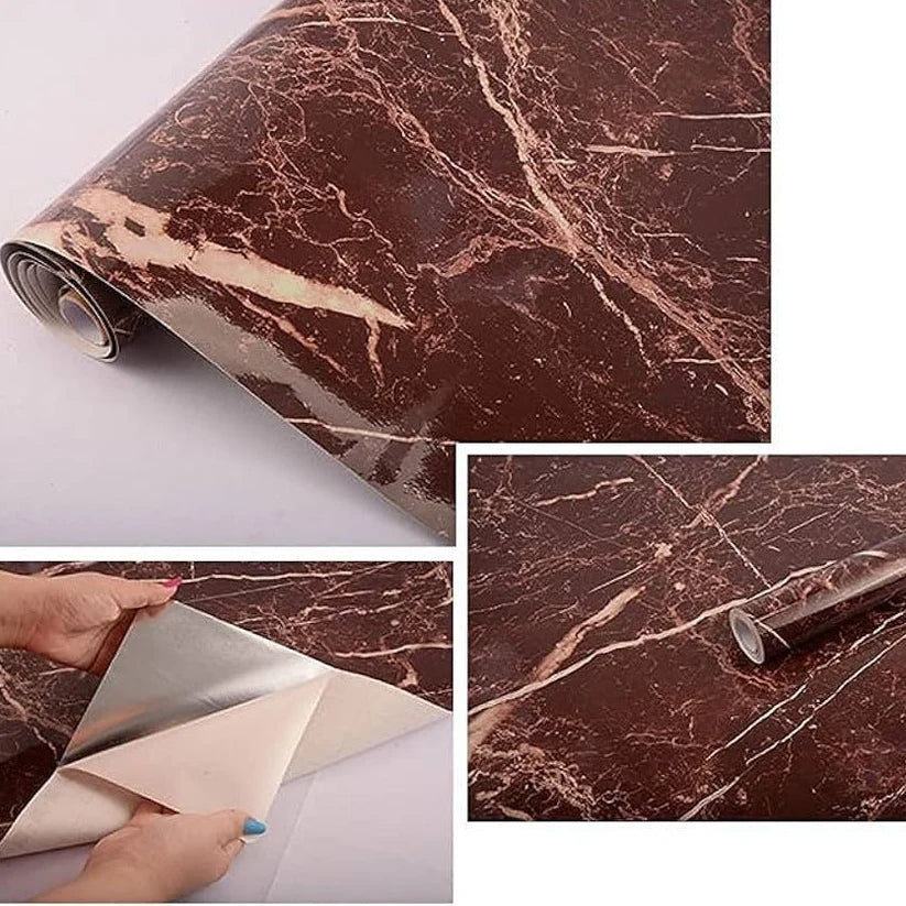Waterproof Brown Marble Sheet – 60 cm × 2 m
