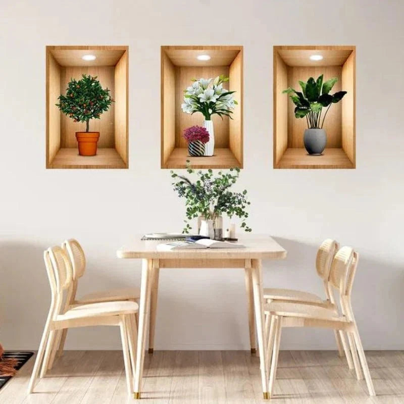 3D Plant Wall Stickers – 3 Pcs Set