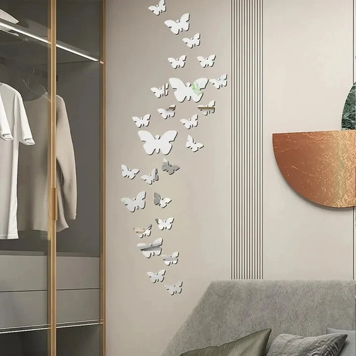 50 Pcs Mini Acrylic Mirror Butterflies