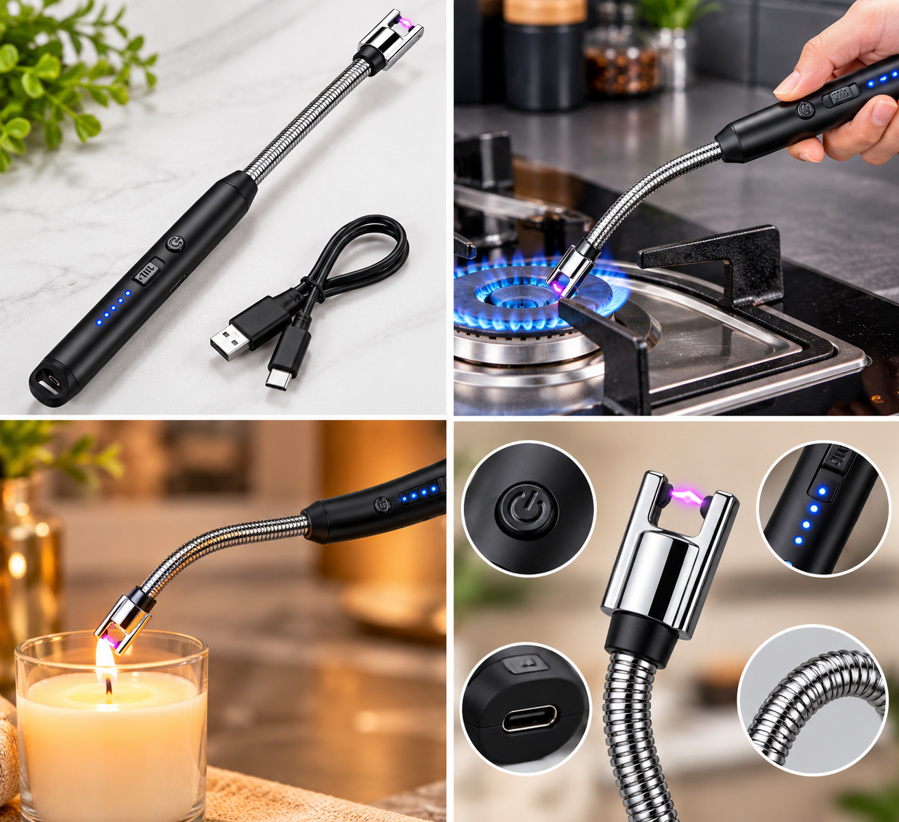 Rechargeable Electric Lighter – Windproof Flameless USB - MARKAZX MART