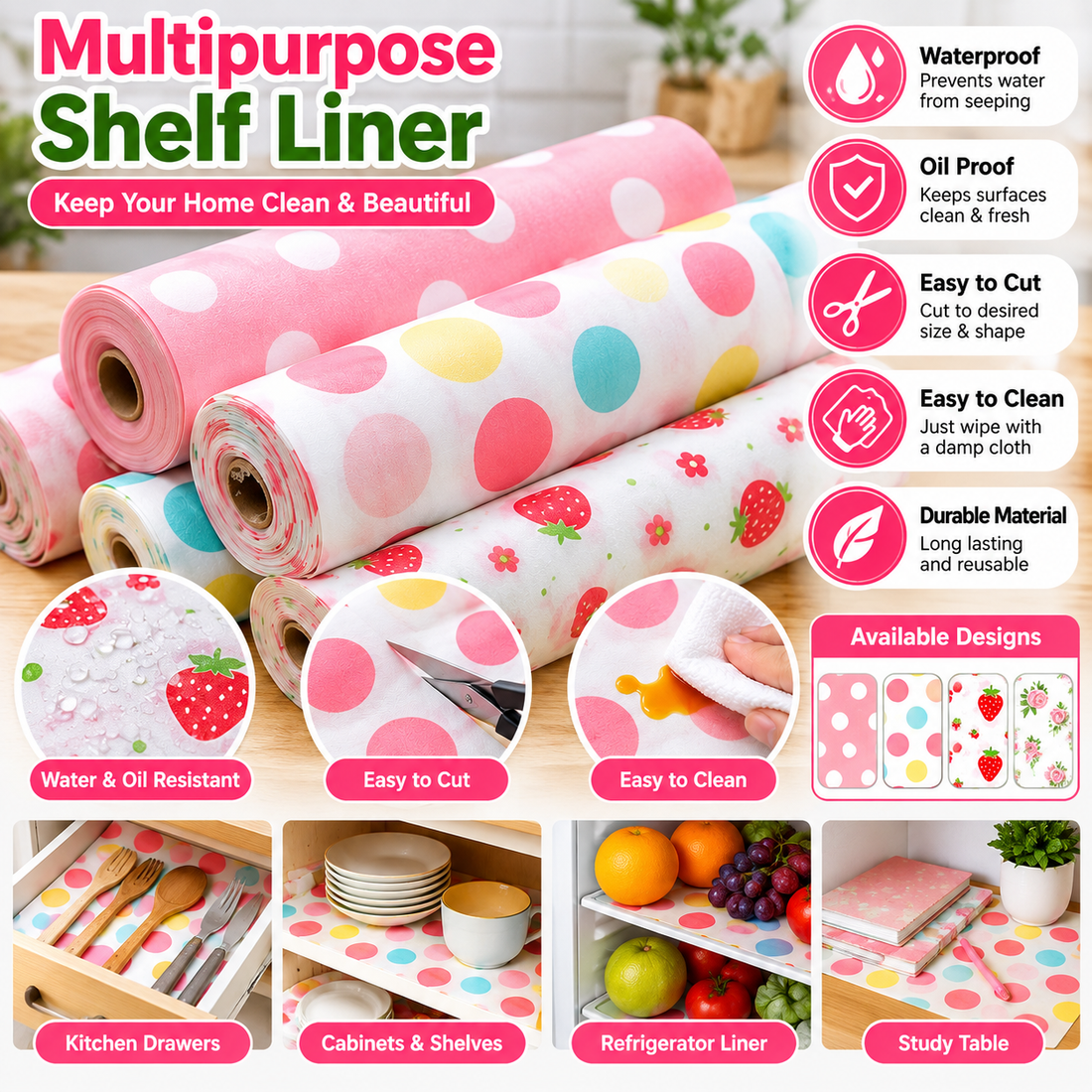 Anti-Slip Kitchen Cupboard & Drawer Liner Mat Roll - MARKAZX MART