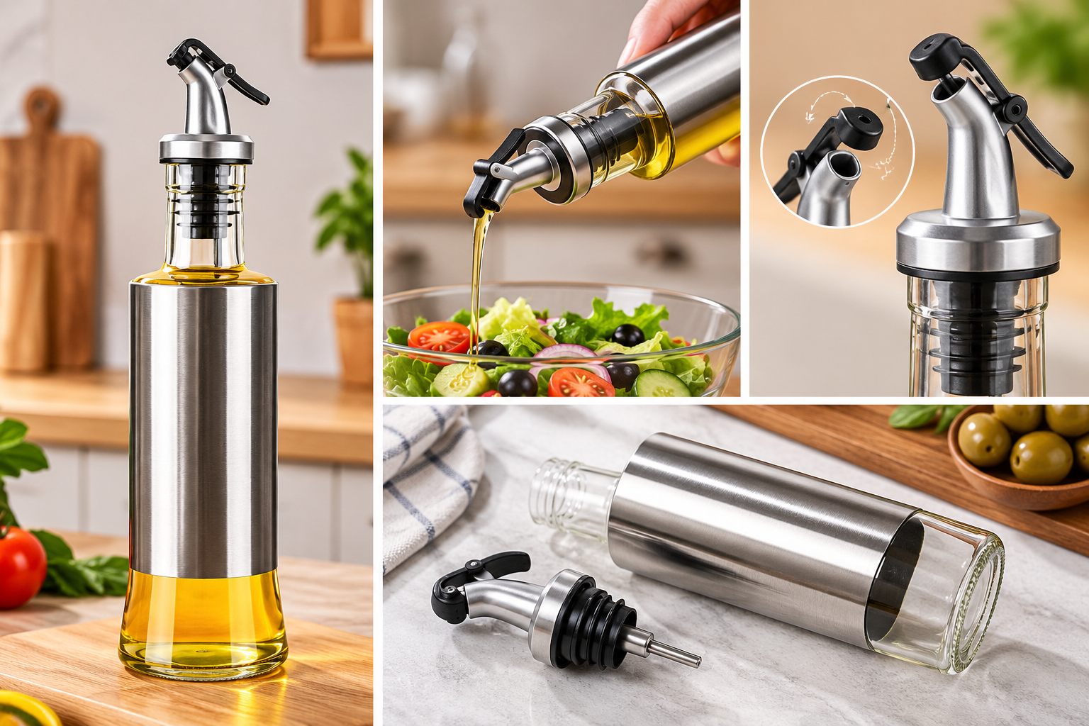 300ML Glass Oil Dispenser Bottle with Easy Pour Spout