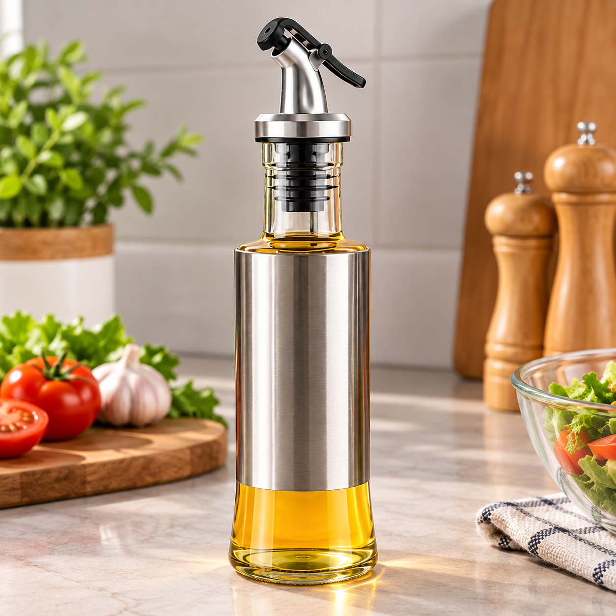 300ML Glass Oil Dispenser Bottle with Easy Pour Spout