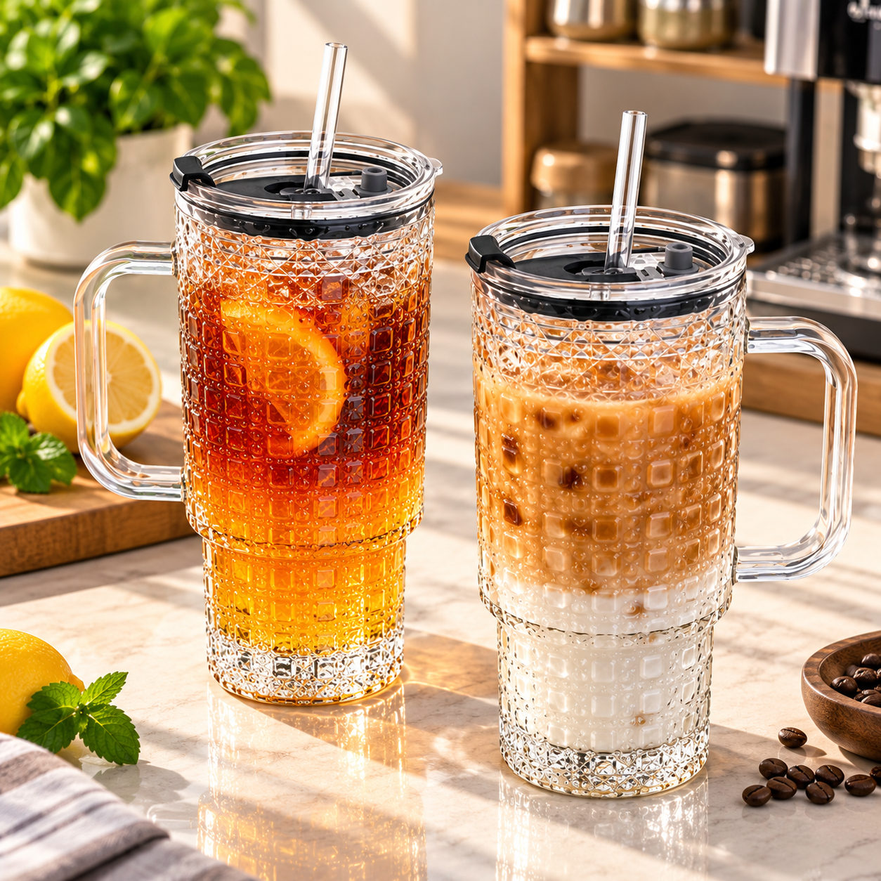Glass Tumbler With Straw – Stylish Reusable Drinking Cup - MARKAZX MART
