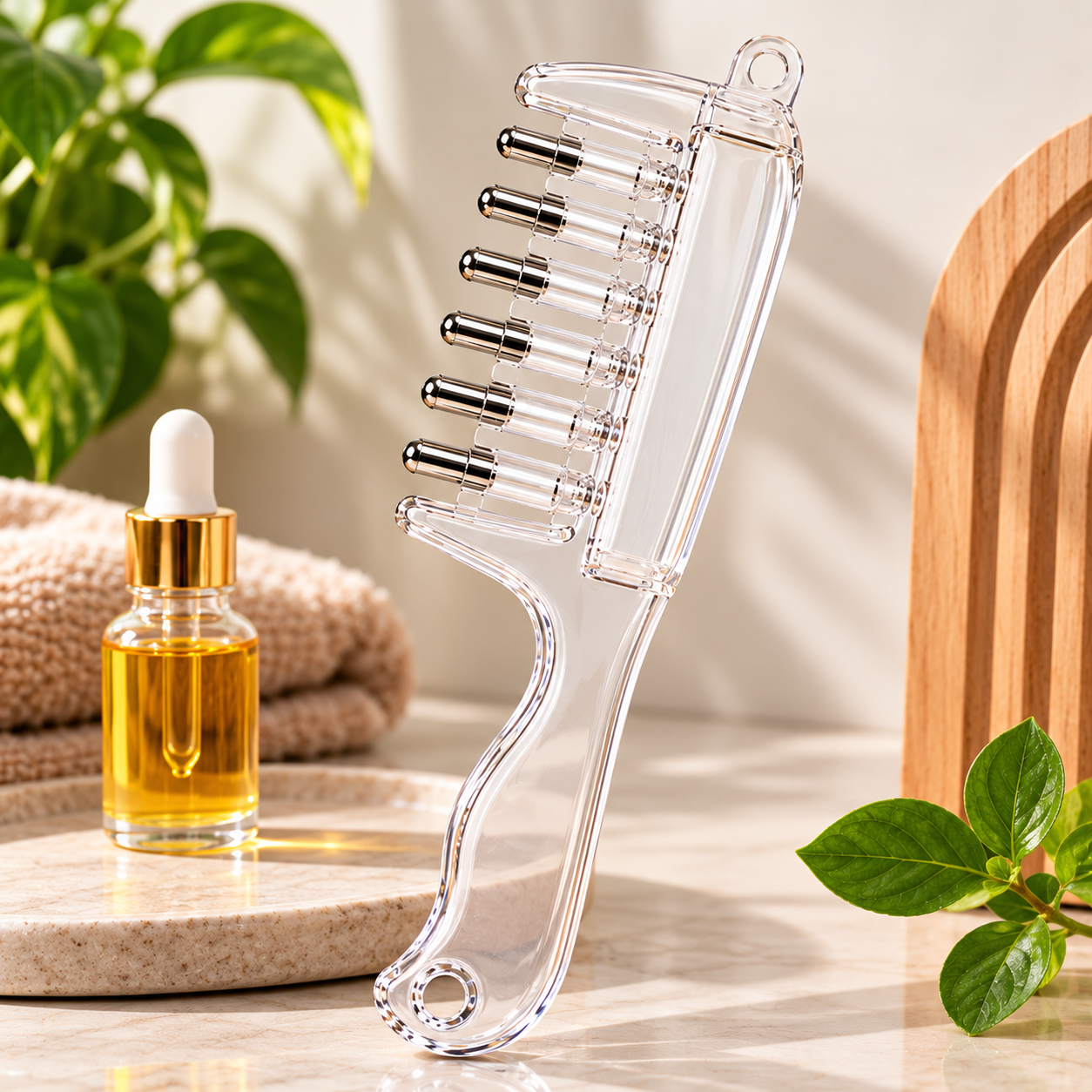 Refillable Hair Oil Comb – 6 Roller Ball Scalp Applicator