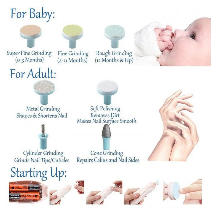 6-in-1 Safe Electric Baby Nail Trimmer & Nail File Kit
